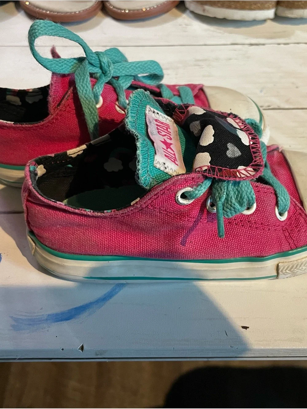 Converse Kids Canvas Sneakers - Pink with Teal Accents
